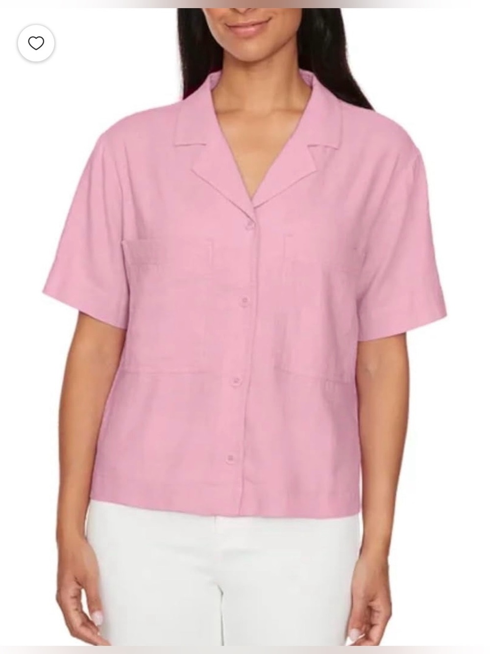 Buffalo David Bitton Pink Linen Blend Short Sleeve Utility Shirt Boxy Coastal M